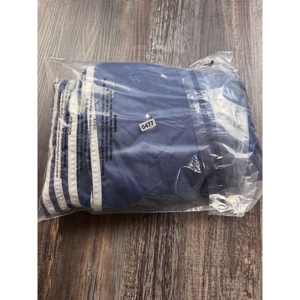 Adidas Vintage Navy Blue Nylon Track Pants Mens Medium White Stripes Windbreaker - Picture 7 of 7